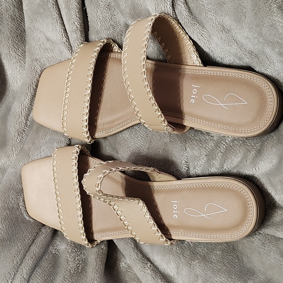 JOIE WOMENS SHOES CHIARA SANDALS SLIP ON 2 STRAPS TAN - Picture 3 of 11